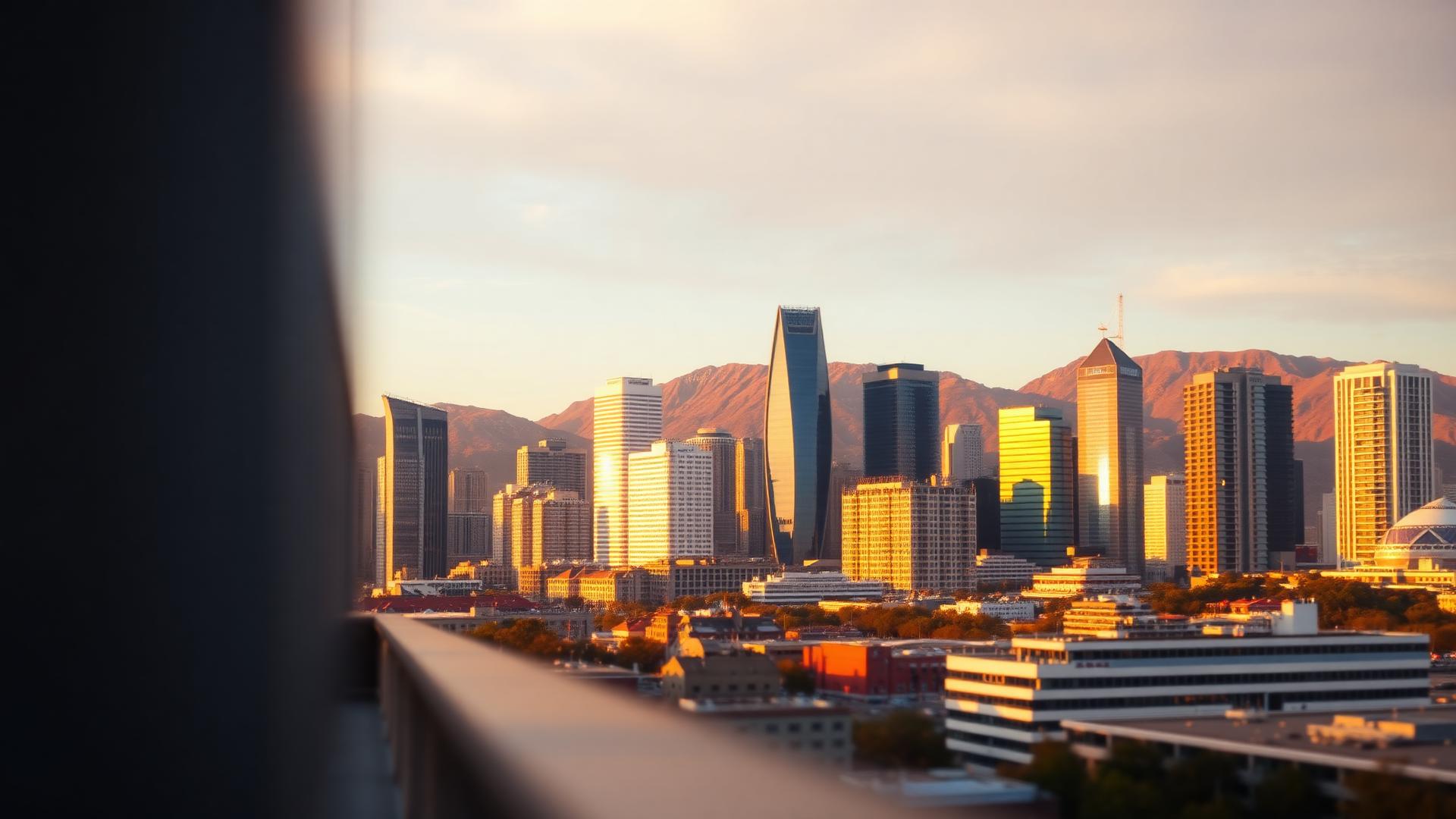 South African city skyline at golden hour