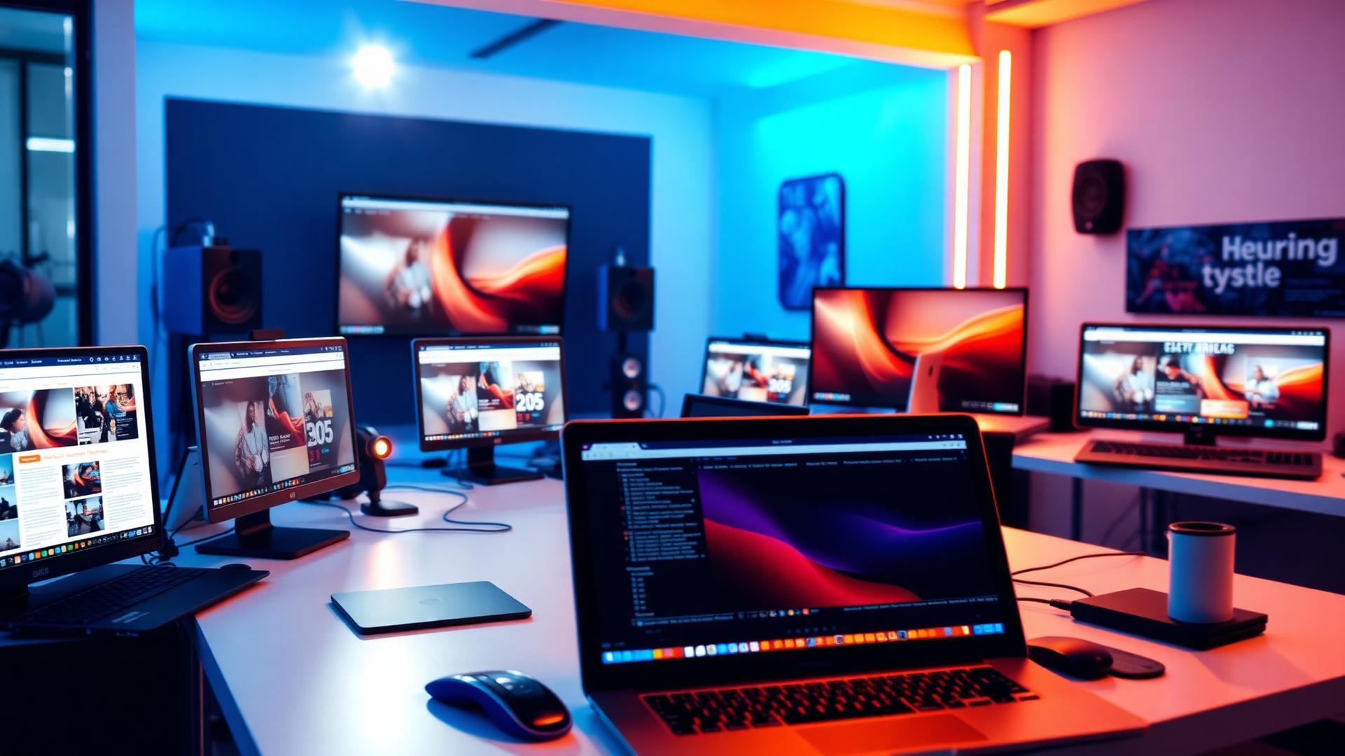 Modern web design studio workspace